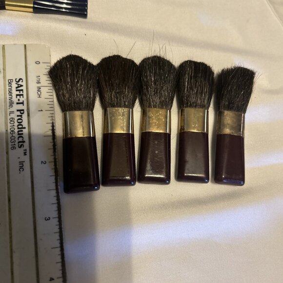 Powder Foundation Blush Brush with Plum Handle Lot Of 5 Fit Some Compacts New - Picture 3 of 4